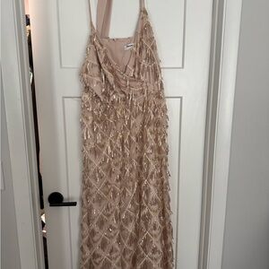 Elegant Beige Sequin Dress